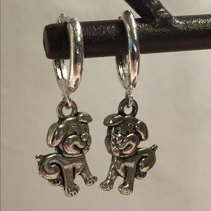 Silver puppy earrings